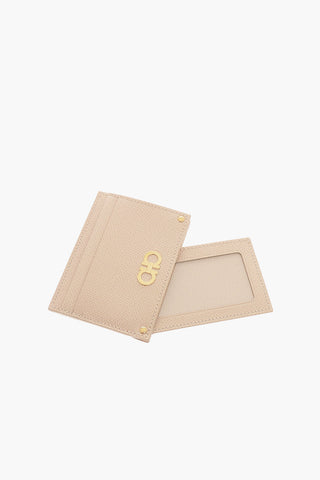 Grained-leather Card Holder with Logo