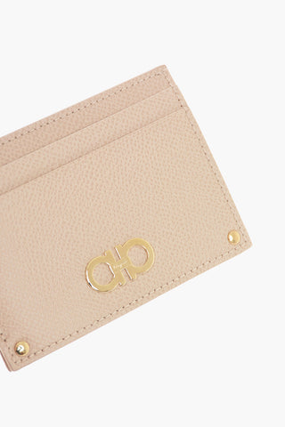 Grained-leather Card Holder with Logo