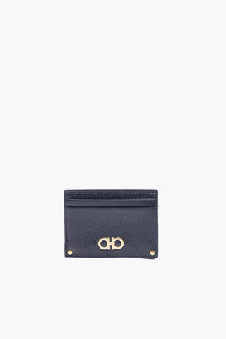 Grained-leather Card Holder with Logo