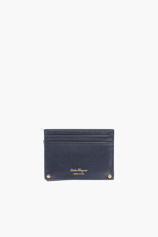 Grained-leather Card Holder with Logo