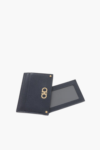 Grained-leather Card Holder with Logo