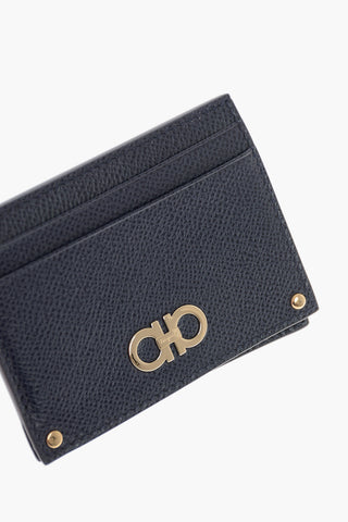 Grained-leather Card Holder with Logo