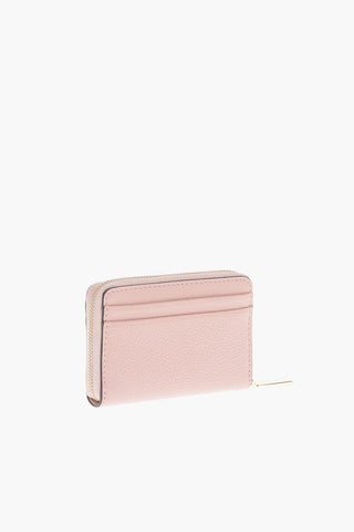 Grained-leather Card Holder with Gold-toned Hardware