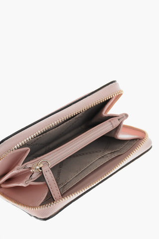 Grained-leather Card Holder with Gold-toned Hardware