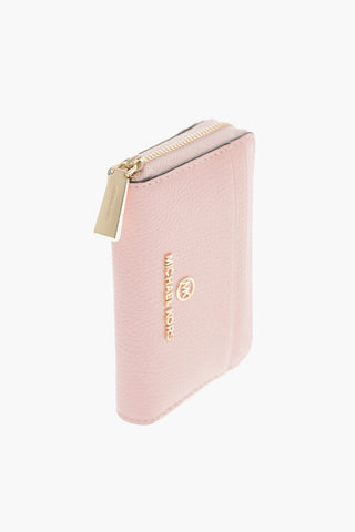 Grained-leather Card Holder with Gold-toned Hardware