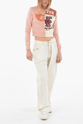 Front Printed F-SLIMMIDLE Cropped Sweatshirt