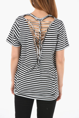 Awning Striped Two-Tone BRARIA T-Shirt with Deep cross at the Back