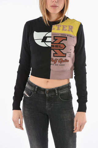 Felpa Girocollo F-SLIMMIDLE Crop Stampata 