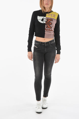 Felpa Girocollo F-SLIMMIDLE Crop Stampata 
