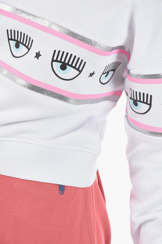 Brushed Cotton Cropped Crewneck Sweatshirt