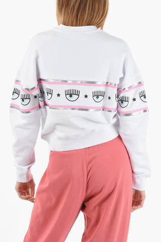 Brushed Cotton Cropped Crewneck Sweatshirt