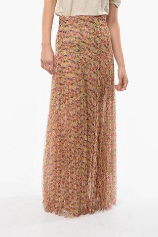 Floral Patterned PINK FANTASY Accordion Skirt