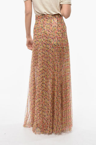 Floral Patterned PINK FANTASY Accordion Skirt