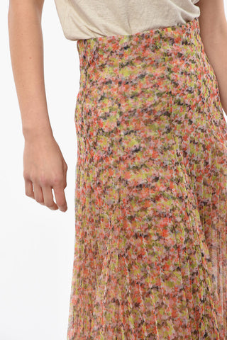 Floral Patterned PINK FANTASY Accordion Skirt