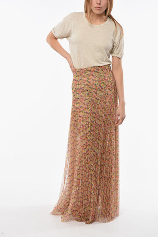 Floral Patterned PINK FANTASY Accordion Skirt