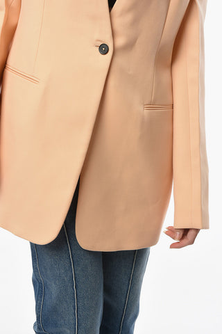 Wool 1-button Blazer with Jetted Pocket