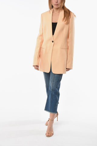 Wool 1-button Blazer with Jetted Pocket