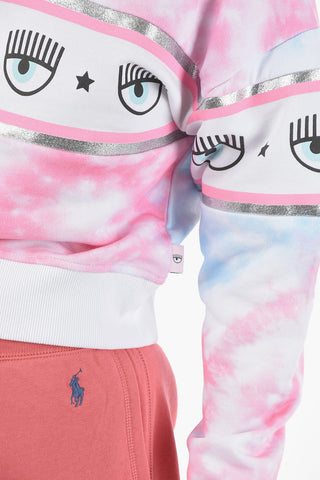 Felpa Girocollo Crop Effetto Tie Dye
