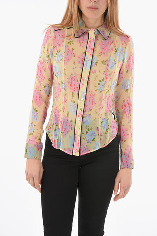 Floral-Printed C-GISELLE  See-through Shirt with Snap Buttons