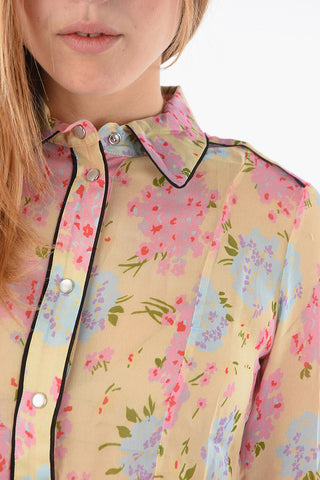 Floral-Printed C-GISELLE  See-through Shirt with Snap Buttons