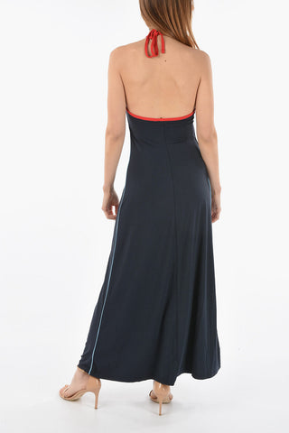 Contrasting Details D-MAXIM Halter Neck Maxi Dress