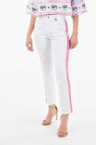 Jeans With Logoed Side Contrasting Bands 17cm