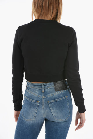Felpa Girocollo F-SLIMMYCUT-C1 Crop Stampata All-Over