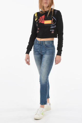 Felpa Girocollo F-SLIMMYCUT-C1 Crop Stampata All-Over