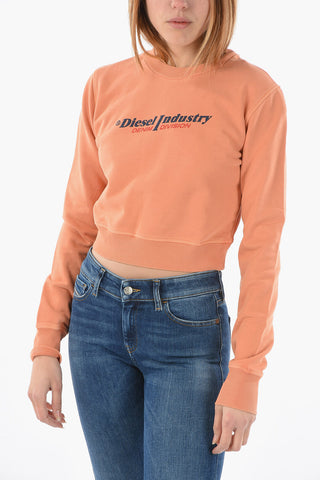 RED TAG Embossed Logo Crop F-SLIMMY-IND Crew-Neck Sweatshirt