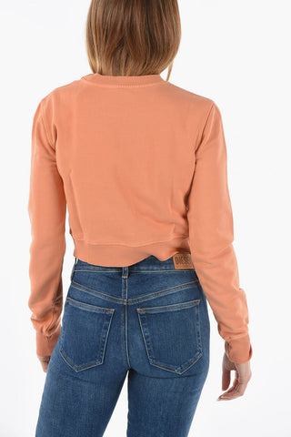 RED TAG Embossed Logo Crop F-SLIMMY-IND Crew-Neck Sweatshirt