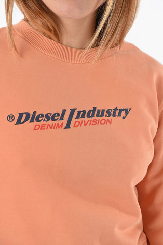 RED TAG Embossed Logo Crop F-SLIMMY-IND Crew-Neck Sweatshirt