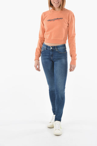 RED TAG Embossed Logo Crop F-SLIMMY-IND Crew-Neck Sweatshirt