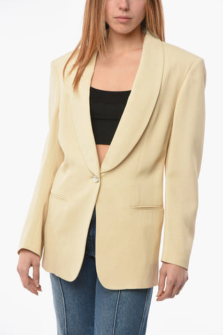 1 Button Blazer with Shawl Lapel and Flush Pockets