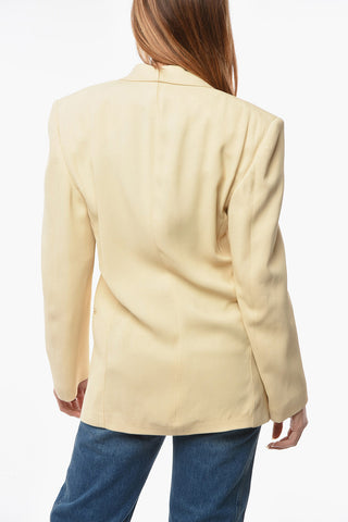 1 Button Blazer with Shawl Lapel and Flush Pockets