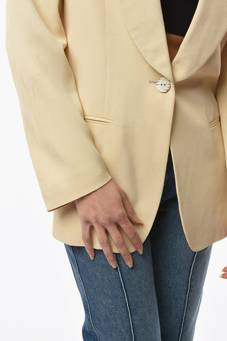 1 Button Blazer with Shawl Lapel and Flush Pockets