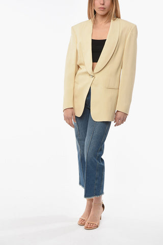 1 Button Blazer with Shawl Lapel and Flush Pockets