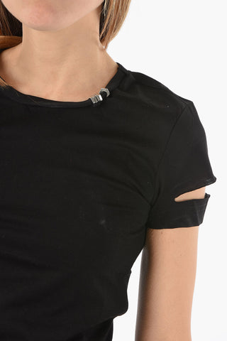 Vintage Effect T-BULLOCK Crew-Neck T-shirt with Silver Charm
