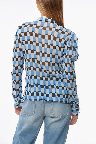 Tie Neck ICONIC DAMIER Silk Shirt