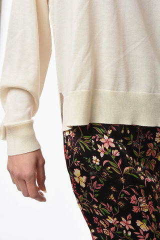 Cashmere-blend Crew-neck Sweater with Ribbed Edges
