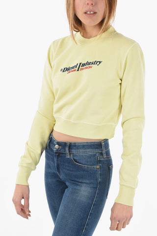 RED TAG Embossed Logo Crop F-SLIMMY-IND Crew-Neck Sweatshirt