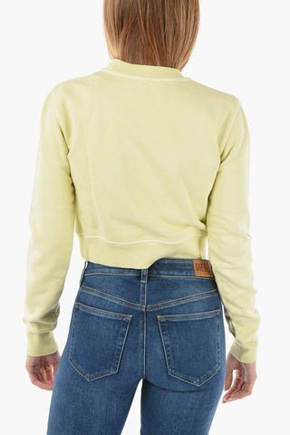 RED TAG Embossed Logo Crop F-SLIMMY-IND Crew-Neck Sweatshirt