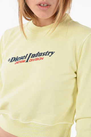 RED TAG Embossed Logo Crop F-SLIMMY-IND Crew-Neck Sweatshirt