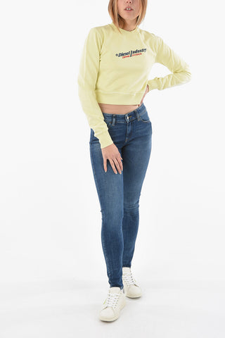 RED TAG Embossed Logo Crop F-SLIMMY-IND Crew-Neck Sweatshirt