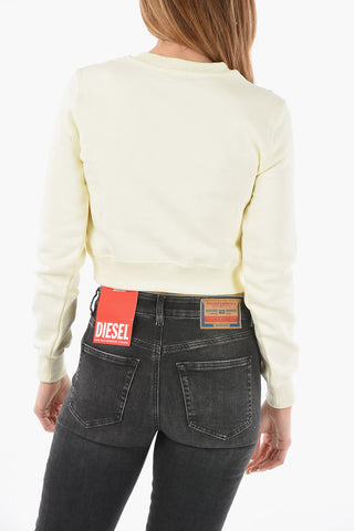 All-Over PrintCrop F-SLIMMYCUT-C1 Crew-Neck Sweatshirt