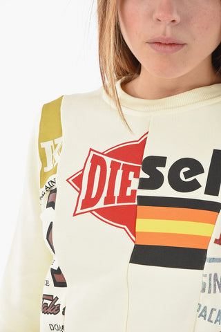 All-Over PrintCrop F-SLIMMYCUT-C1 Crew-Neck Sweatshirt