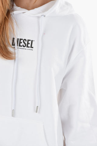 Asymmetrical Cut D-ILSE-ECOSMALLOGO Sweat Dress with Hood