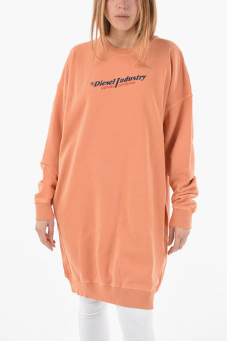 Brushed Cotton D-ROBBIE-IND Sweat Dress with Printed Logo