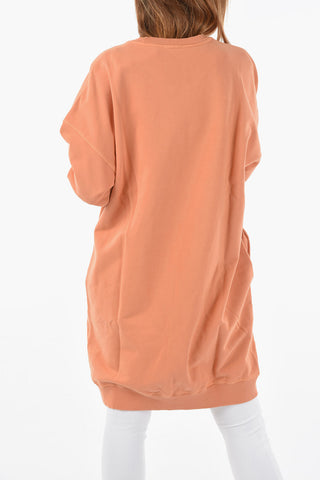 Brushed Cotton D-ROBBIE-IND Sweat Dress with Printed Logo