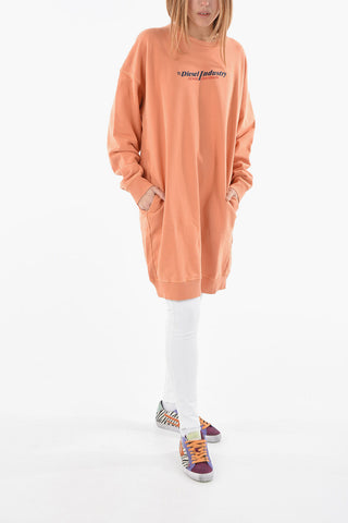Brushed Cotton D-ROBBIE-IND Sweat Dress with Printed Logo