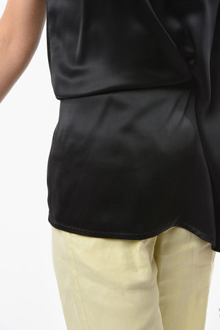 Silk-satin AMELIA Top with Boat Neckline
